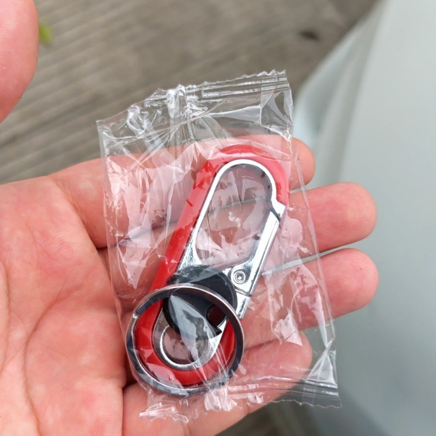 Porte-clés de voiture créatif à double anneau en métal à suspendre à la taille - Rouge - image 4
