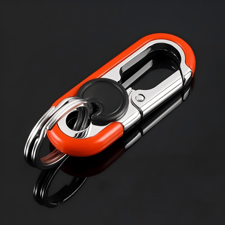 Porte-clés de voiture créatif à double anneau en métal à suspendre à la taille - Orange - image 2