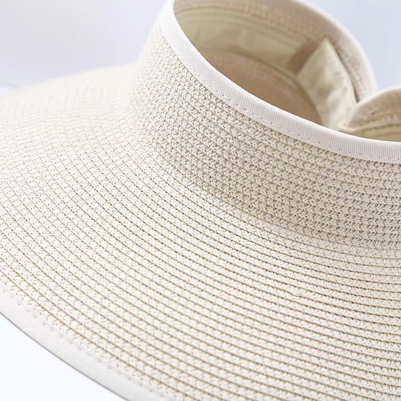 Chapeau de soleil de plage portable en paille à large bord pour femme - image 5