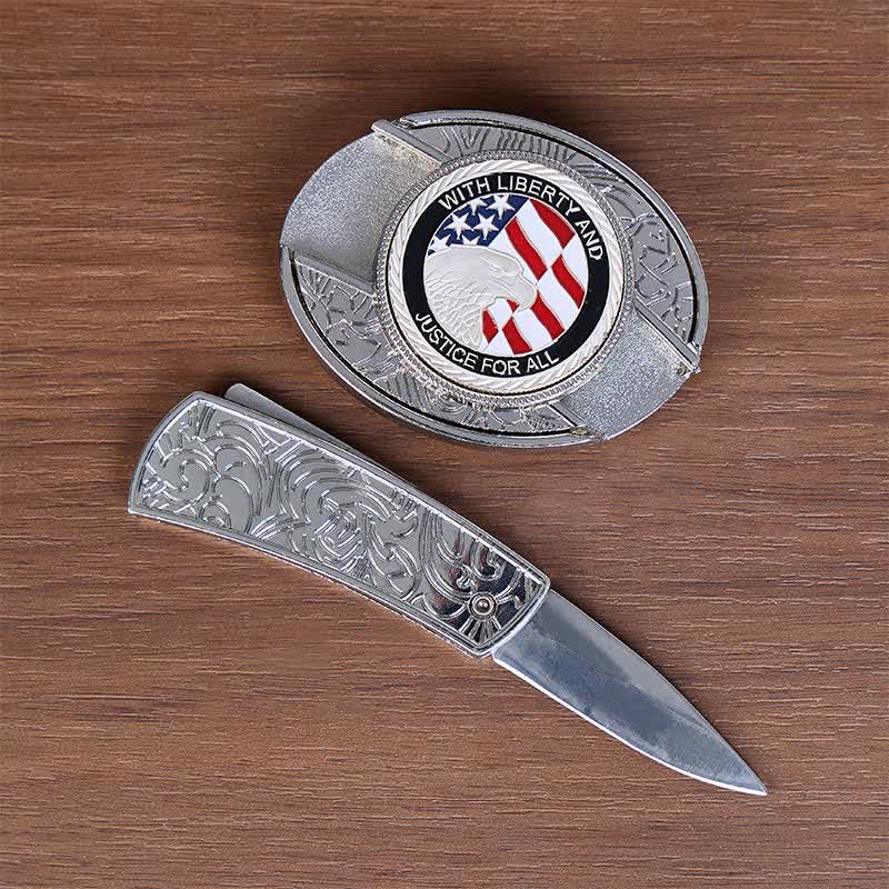Couteau pliant dissimulé Liberty & Justice à faire soi-même, boucle aigle, ceinture en cuir - image 1