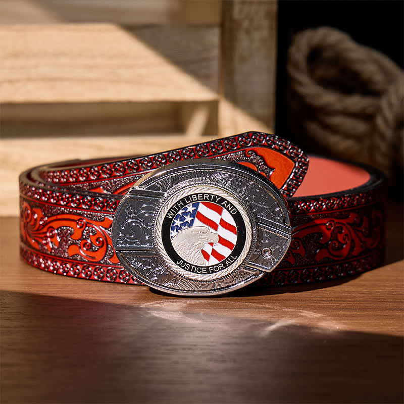 Couteau pliant dissimulé Liberty & Justice à faire soi-même, boucle aigle, ceinture en cuir - Aigle du drapeau américain - Ceinture sculptée marron - 42 - image 8