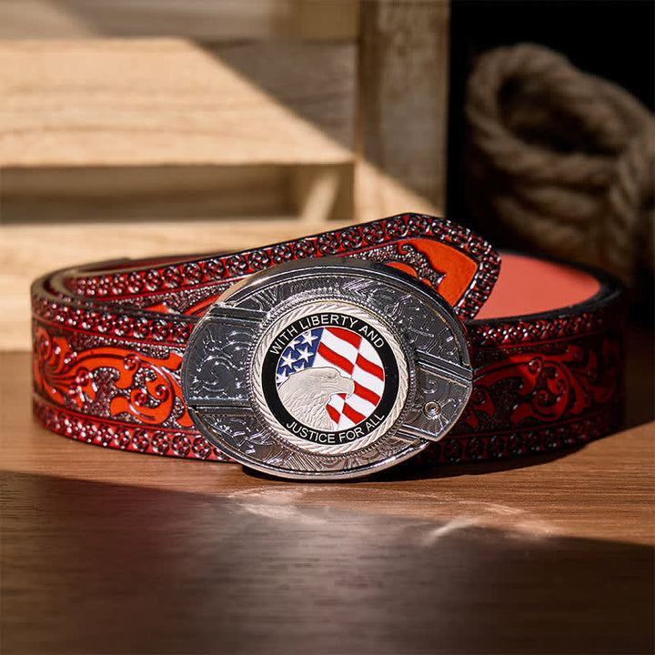 Couteau pliant dissimulé Liberty & Justice à faire soi-même, boucle aigle, ceinture en cuir - Aigle du drapeau américain - Ceinture sculptée marron - 42 - image 8
