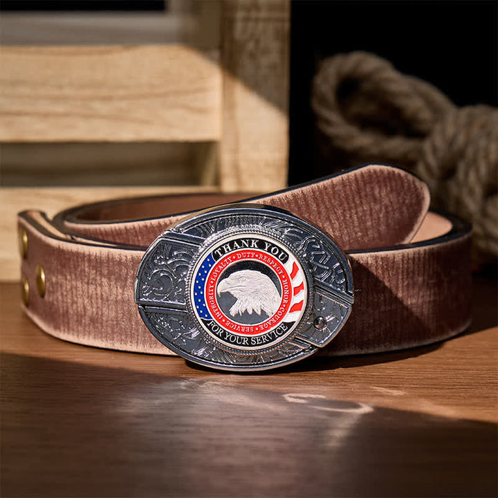 Ceinture en cuir avec boucle aigle et couteau pliant dissimulé à faire soi-même, symbole d'honneur et de courage - Aigle patriotique - Ceinture marron vieillie - 42 - image 7