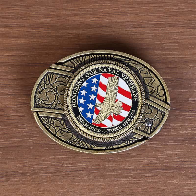 En hommage aux anciens combattants de la Marine : couteau pliant dissimulé à faire soi-même, ceinture en cuir à boucle aigle. - image 3