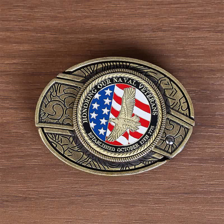 En hommage aux anciens combattants de la Marine : couteau pliant dissimulé à faire soi-même, ceinture en cuir à boucle aigle. - image 3