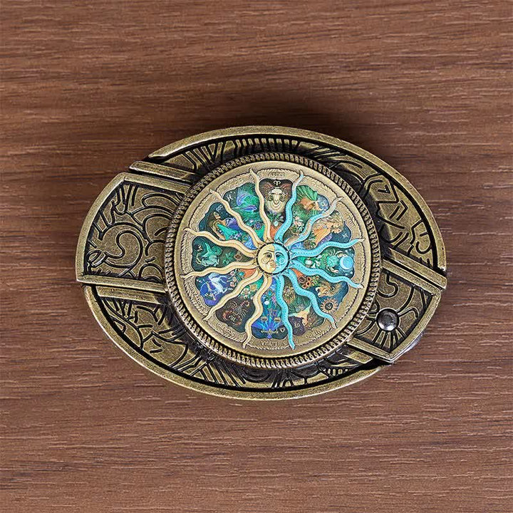 Ceinture en cuir avec boucle de couteau pliant dissimulée, style astrologique bronze, à monter soi-même, inspirée du zodiaque et des bronzes. - image 9