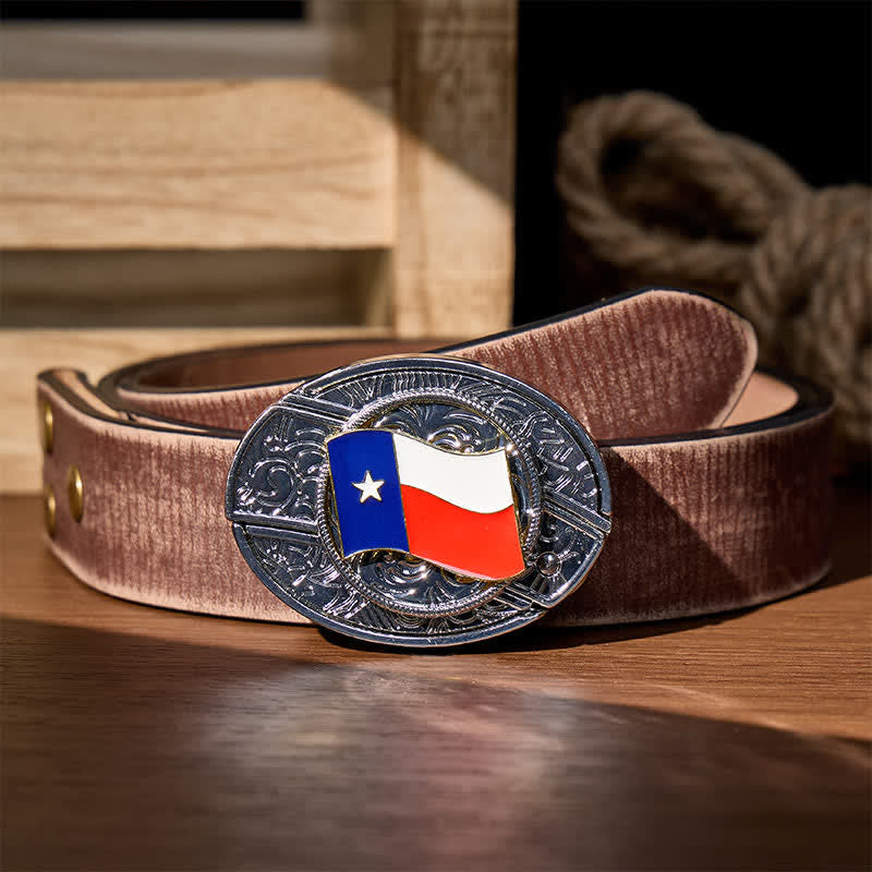 Ceinture en cuir avec boucle de couteau pliant dissimulée et drapeau du Texas à faire soi-même - Drapeau de l'État du Texas - Ceinture marron vieillie - 42 - image 5