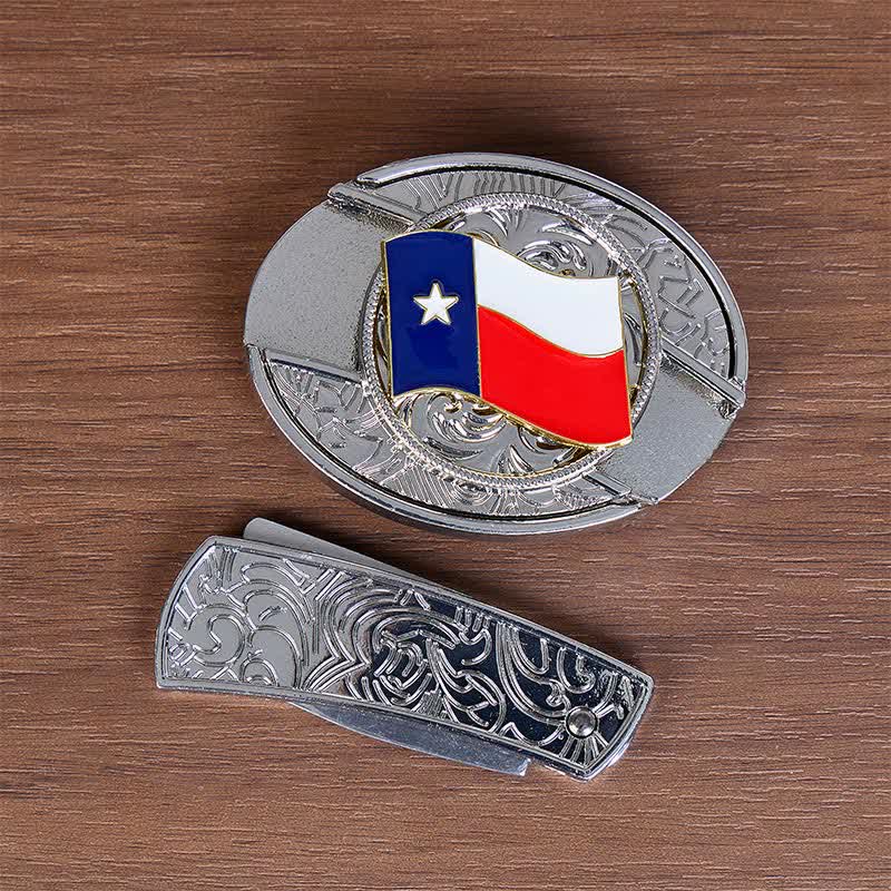 Ceinture en cuir avec boucle de couteau pliant dissimulée et drapeau du Texas à faire soi-même - image 9