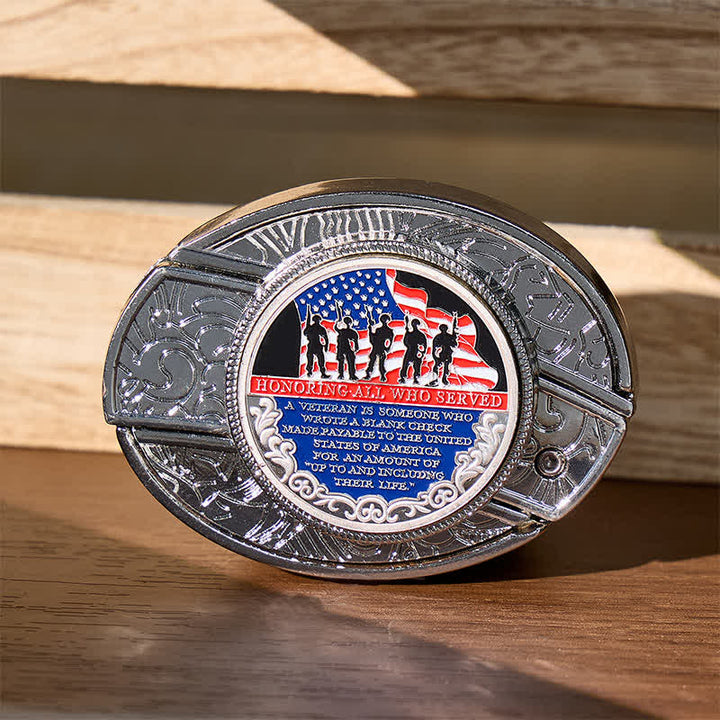 Couteau pliant dissimulé à faire soi-même avec citation patriotique et boucle drapeau - Ceinture en cuir - Citation patriotique - Sans ceinture - Ceinture non incluse - image 0