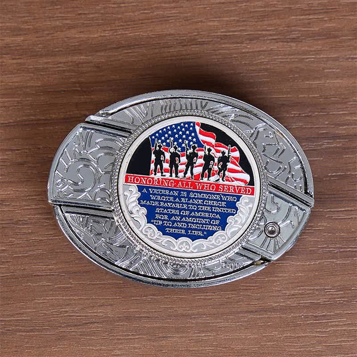 Couteau pliant dissimulé à faire soi-même avec citation patriotique et boucle drapeau - Ceinture en cuir - image 8