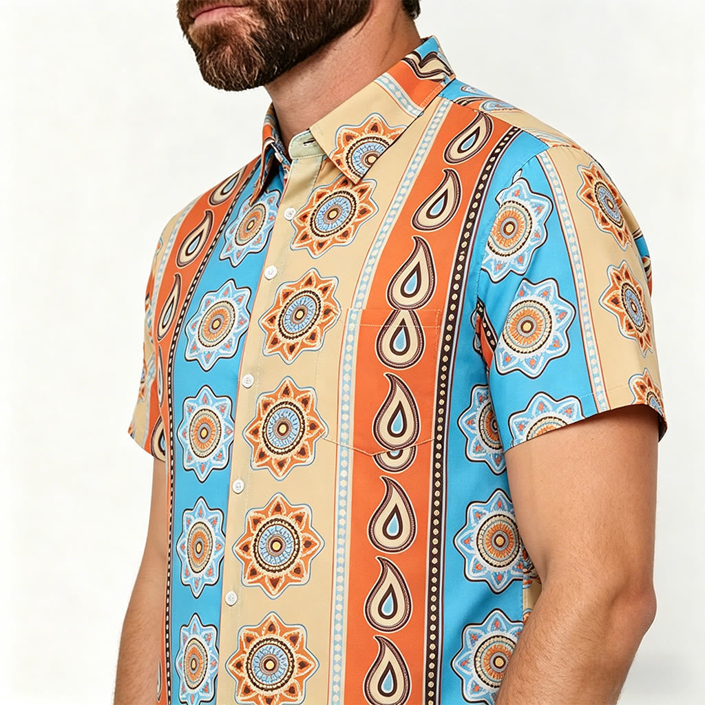 Chemise à manches courtes boutonnée à imprimé western vintage pour homme - image 3