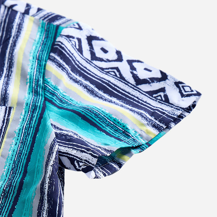 Chemise à manches courtes boutonnée à rayures pour homme, style décontracté d'été - image 6
