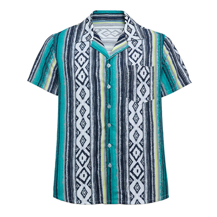 Chemise à manches courtes boutonnée à rayures pour homme, style décontracté d'été - image 8