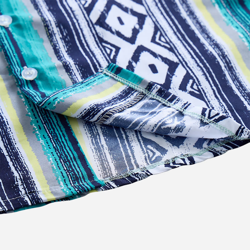 Chemise à manches courtes boutonnée à rayures pour homme, style décontracté d'été - image 5