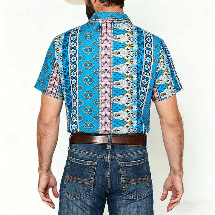 Chemise à manches courtes pour homme, imprimé western graphique d'été - image 2