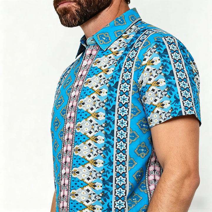 Chemise à manches courtes pour homme, imprimé western graphique d'été - image 3