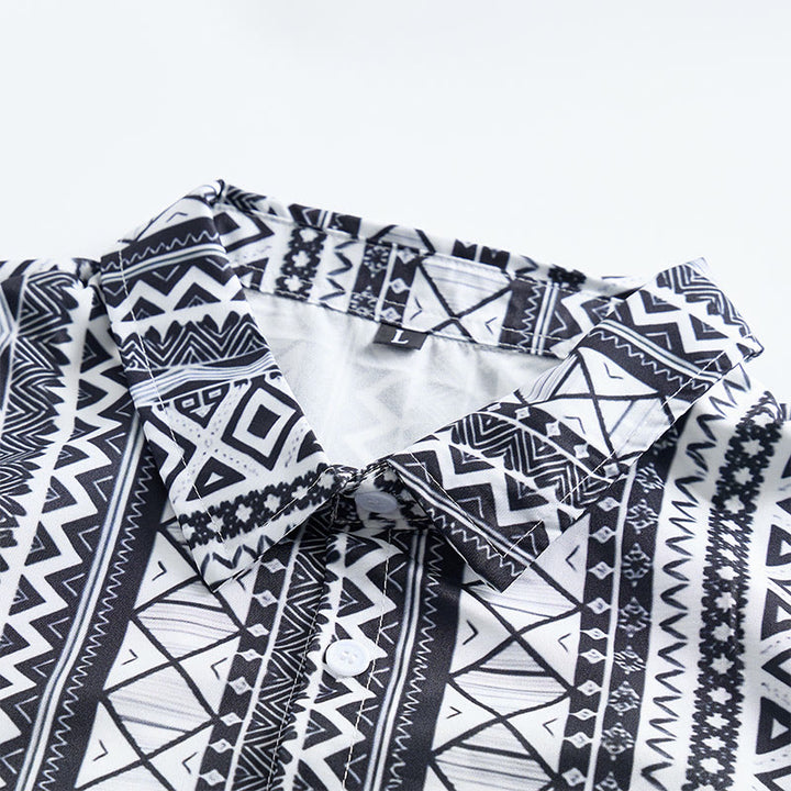 Chemise à manches courtes boutonnée à imprimé graphique décontracté pour homme, été - image 7