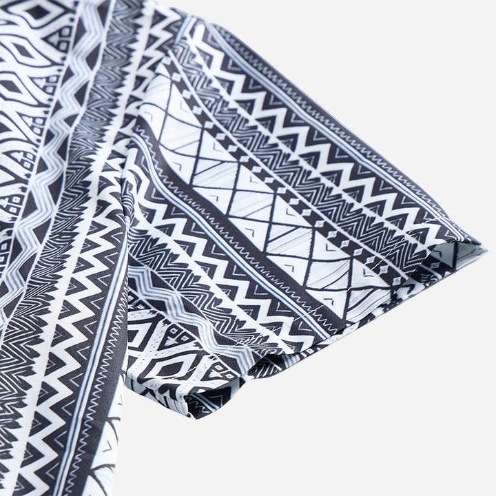 Chemise à manches courtes boutonnée à imprimé graphique décontracté pour homme, été - image 4
