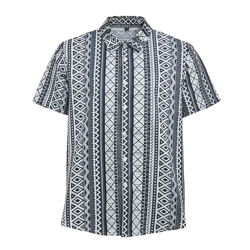 Chemise à manches courtes boutonnée à imprimé graphique décontracté pour homme, été - image 8