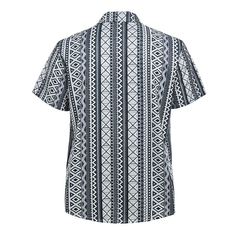 Chemise à manches courtes boutonnée à imprimé graphique décontracté pour homme, été - image 9