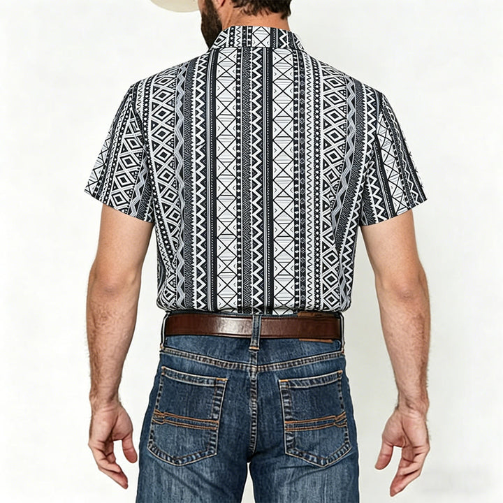 Chemise à manches courtes boutonnée à imprimé graphique décontracté pour homme, été - image 2