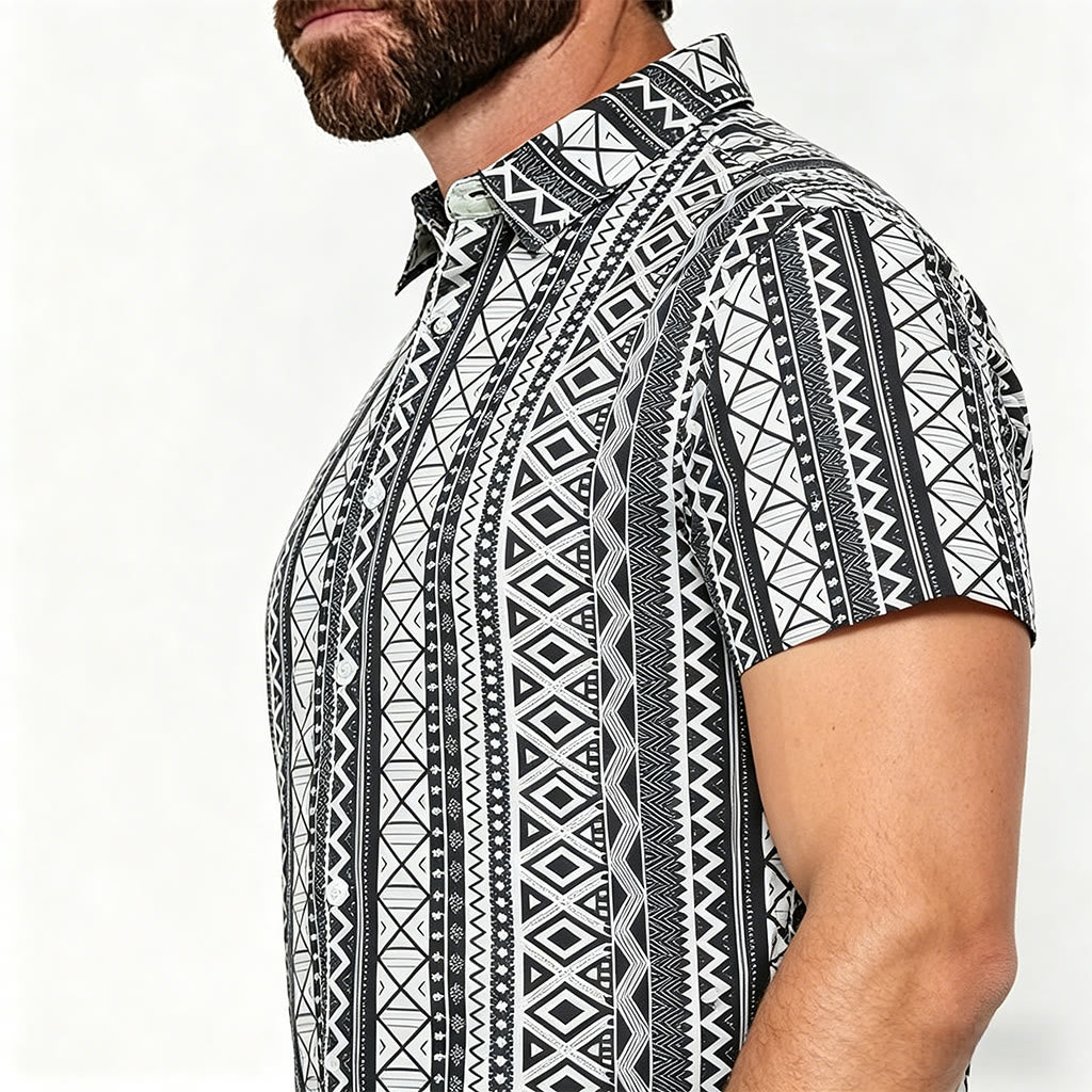 Chemise à manches courtes boutonnée à imprimé graphique décontracté pour homme, été - image 3