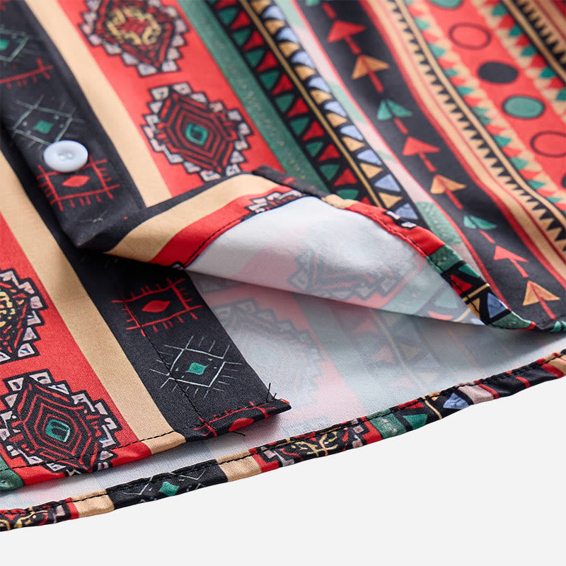 Chemise décontractée à manches courtes pour homme, imprimé rayures tribales western - image 4