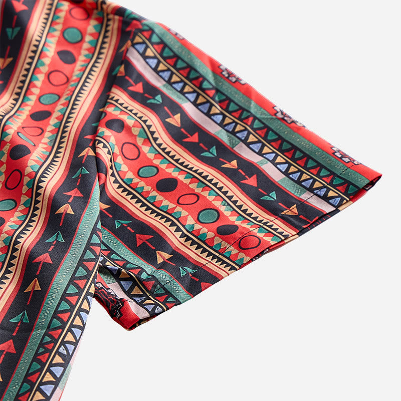 Chemise décontractée à manches courtes pour homme, imprimé rayures tribales western - image 5