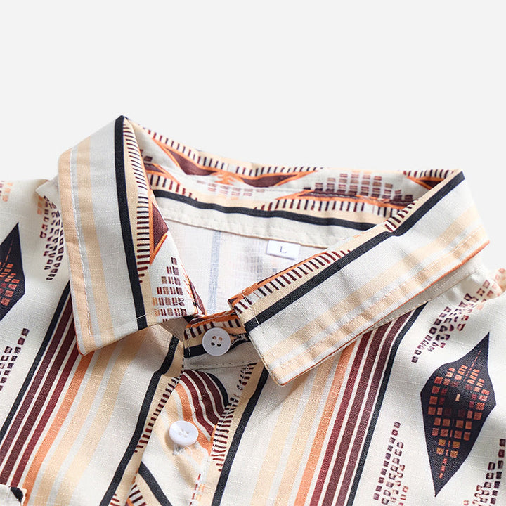Chemise d'été pour homme à rayures géométriques western, manches longues et boutons - image 8