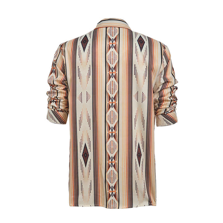 Chemise d'été pour homme à rayures géométriques western, manches longues et boutons - image 10