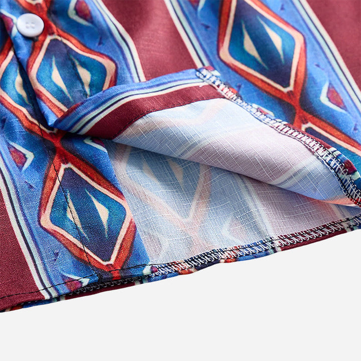 Chemise décontractée à manches longues pour homme, style cowboy rétro, rayures rouges et bleues - image 4