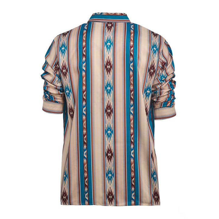 Chemise décontractée à manches longues pour homme, imprimé rayures western vintage - image 10