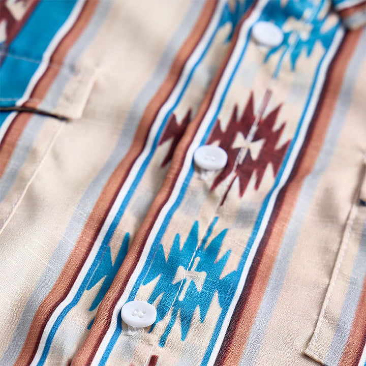 Chemise décontractée à manches longues pour homme, imprimé rayures western vintage - image 6