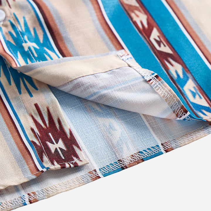 Chemise décontractée à manches longues pour homme, imprimé rayures western vintage - image 4