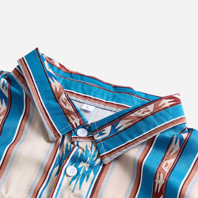 Chemise décontractée à manches longues pour homme, imprimé rayures western vintage - image 8
