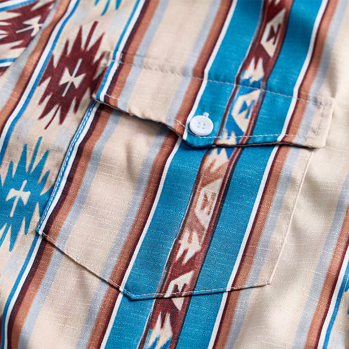 Chemise décontractée à manches longues pour homme, imprimé rayures western vintage - image 7
