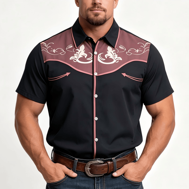 Chemise à manches courtes imprimée style western pour homme - image 6