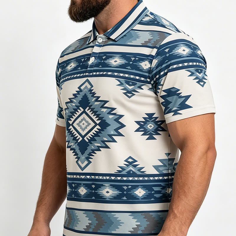 Polo décontracté à manches courtes pour homme, imprimé géométrique - image 17