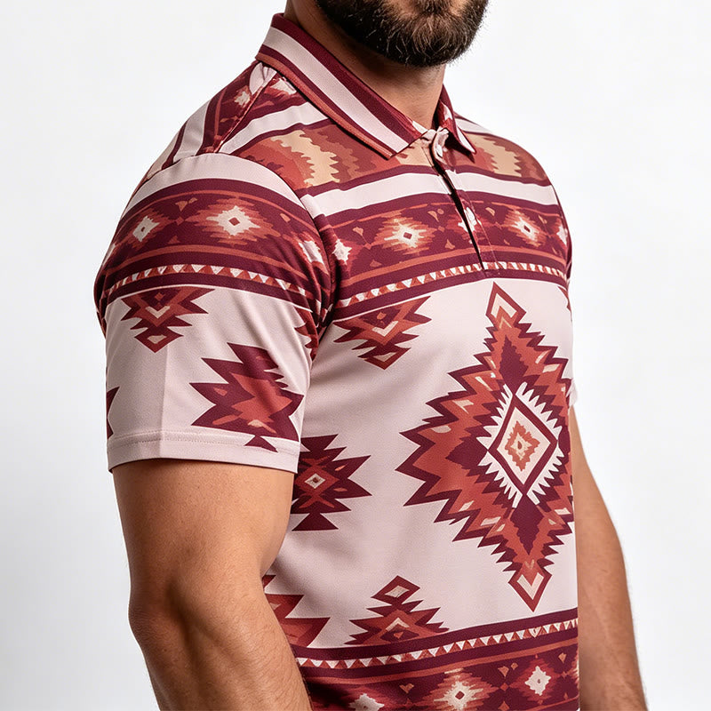 Polo décontracté à manches courtes pour homme, imprimé géométrique - image 3
