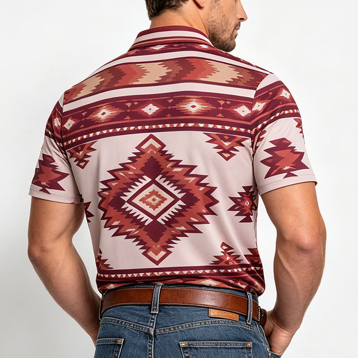 Polo décontracté à manches courtes pour homme, imprimé géométrique - image 2