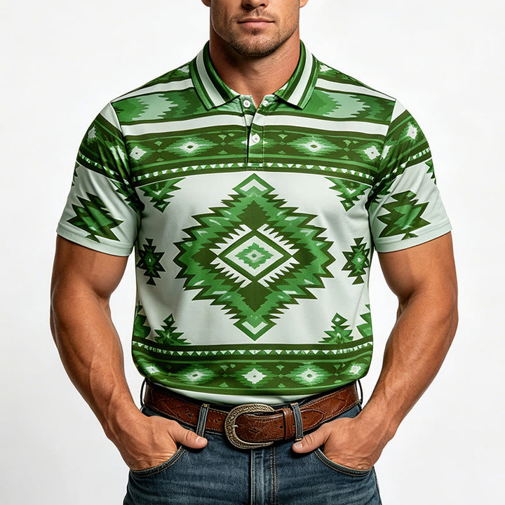 Polo décontracté à manches courtes pour homme, imprimé géométrique - image 24