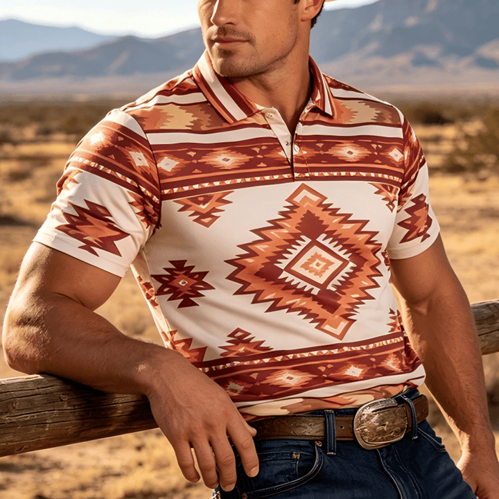 Polo décontracté à manches courtes pour homme, imprimé géométrique - Jaune - 5XL - image 4