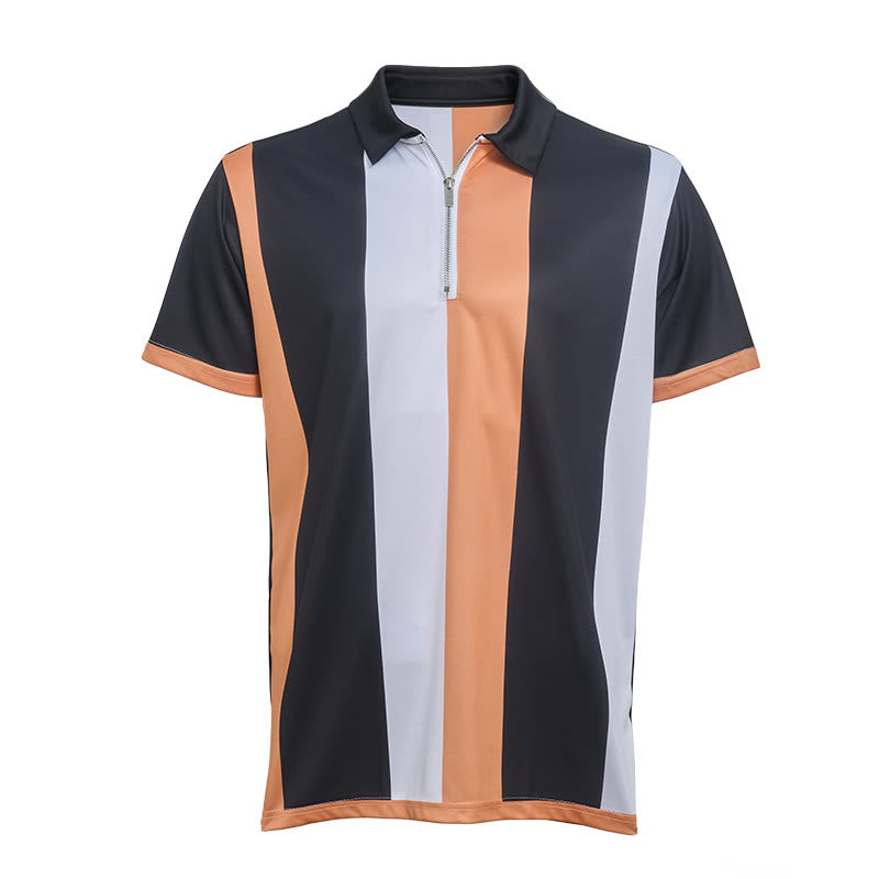 Polo à manches courtes en maille à rayures verticales vintage pour homme - image 31