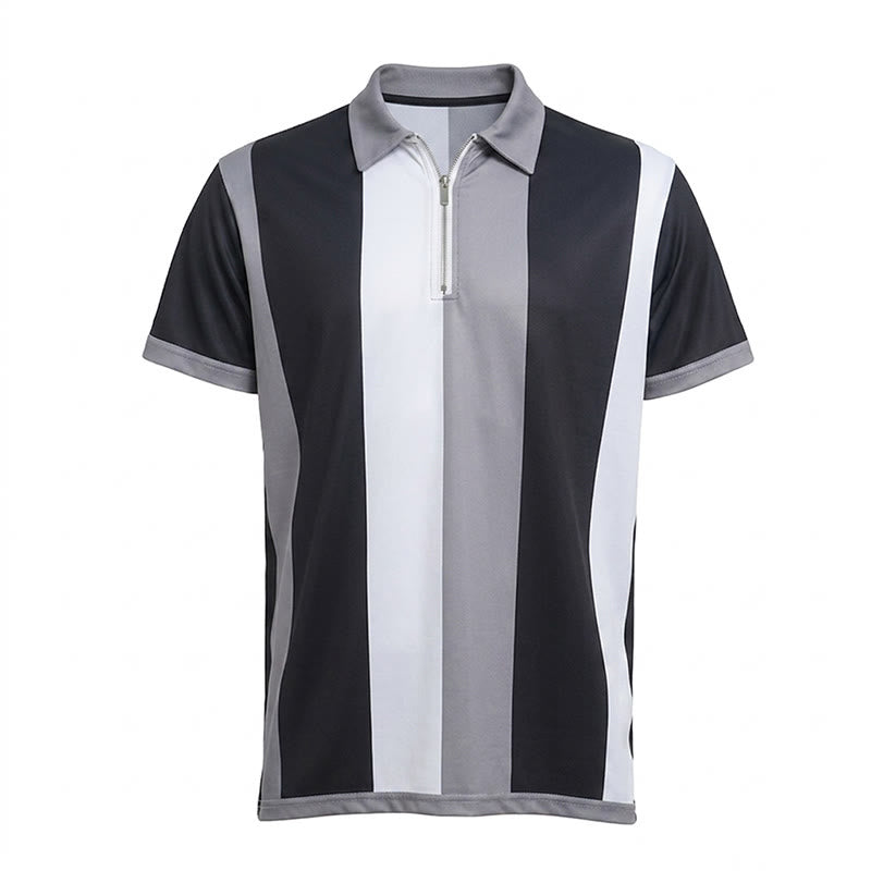 Polo à manches courtes en maille à rayures verticales vintage pour homme - image 35