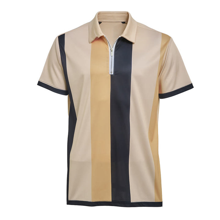 Polo à manches courtes en maille à rayures verticales vintage pour homme - image 36