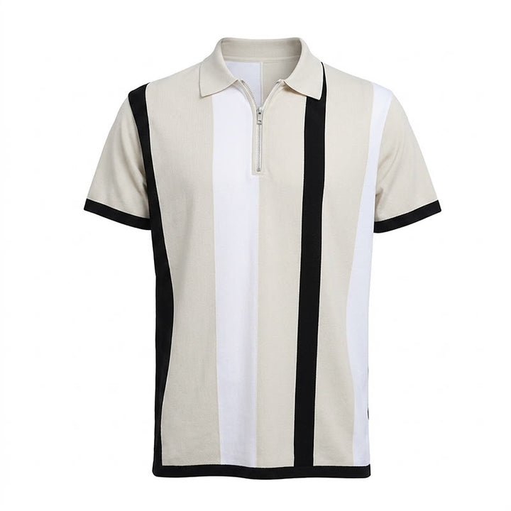 Polo à manches courtes en maille à rayures verticales vintage pour homme - image 34