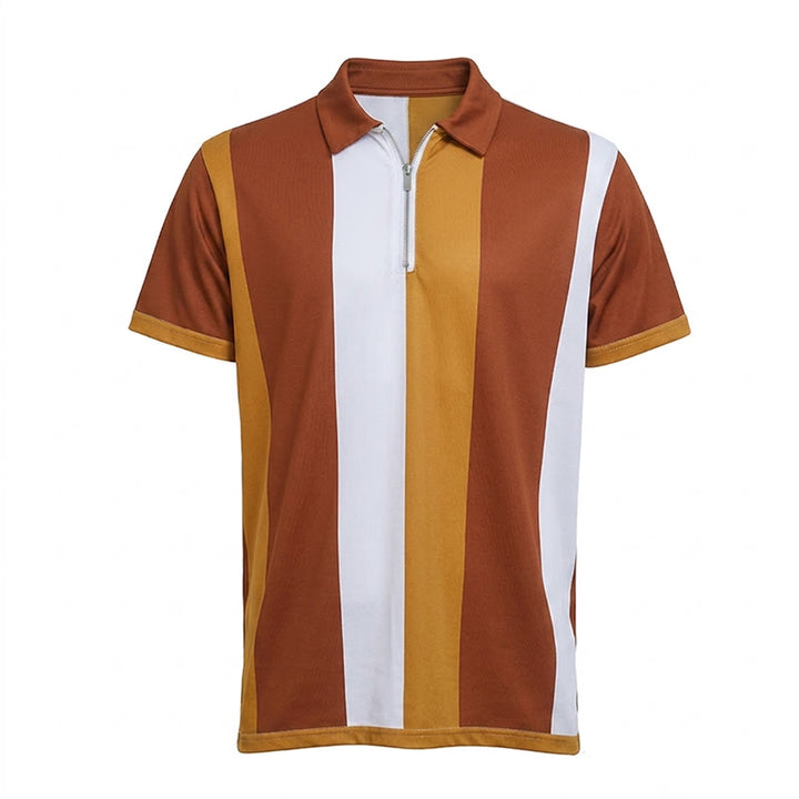 Polo à manches courtes en maille à rayures verticales vintage pour homme - image 38