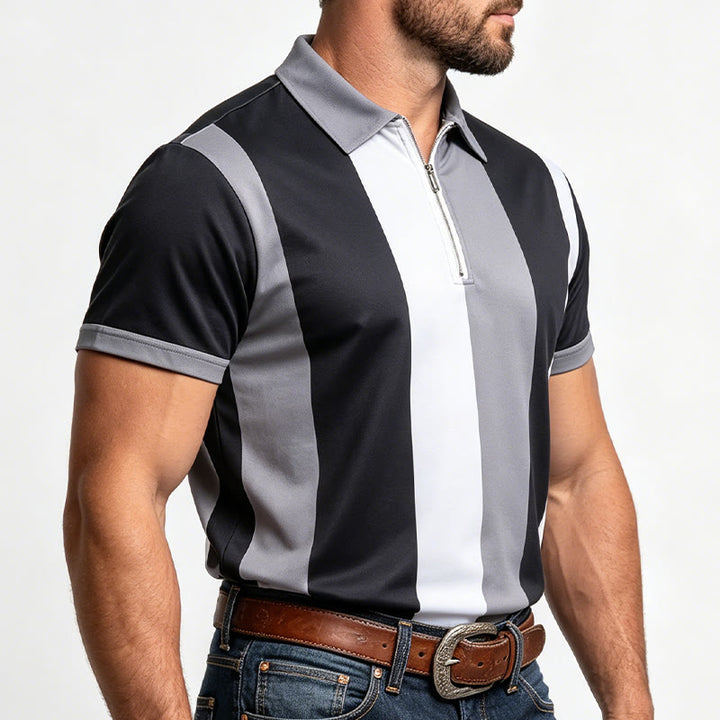 Polo à manches courtes en maille à rayures verticales vintage pour homme - image 14