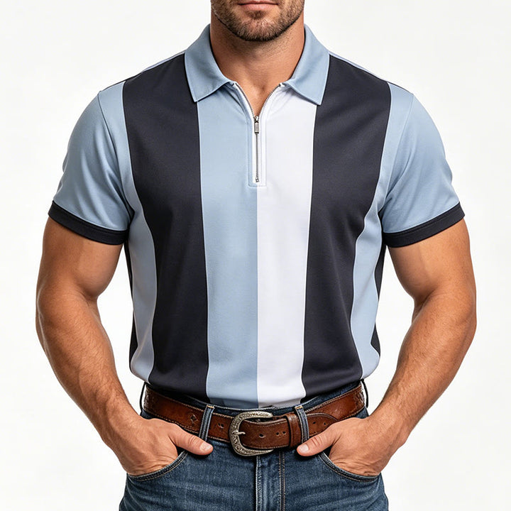 Polo à manches courtes en maille à rayures verticales vintage pour homme - image 9