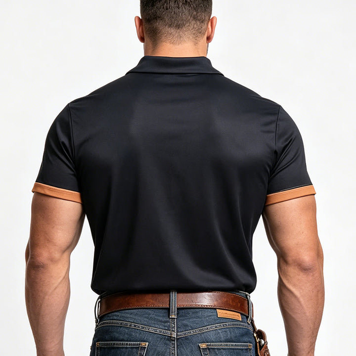 Polo à manches courtes en maille à rayures verticales vintage pour homme - image 2